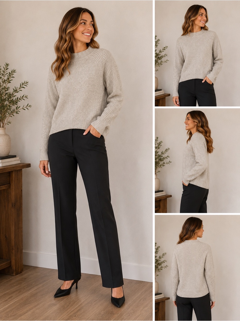 Vince 70% Wool 30% Cashmere Rib Knit Mock Neck Sweater Grey XS